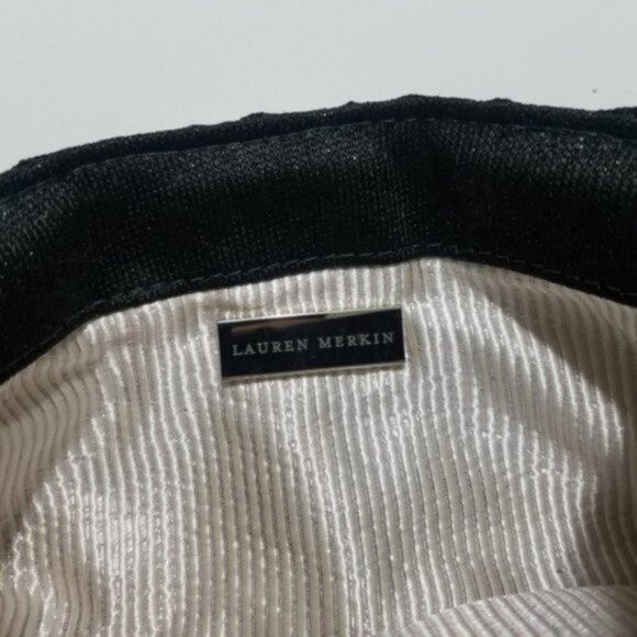 Lauren Merkin baguette clutch black metallic shimmer woven fabric Louise - Picture 2 of 9